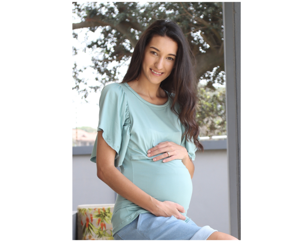 Hannah Grace Maternity Wear Sage Breastfeeding Frill Sleeve Vest